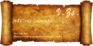 Váry Zsanett névjegykártya